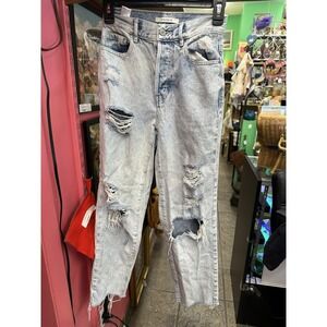 Pacsun 90s Straight Leg Womens Jeans Size 23 Light Wash Frayed Hem Beachy Casual
